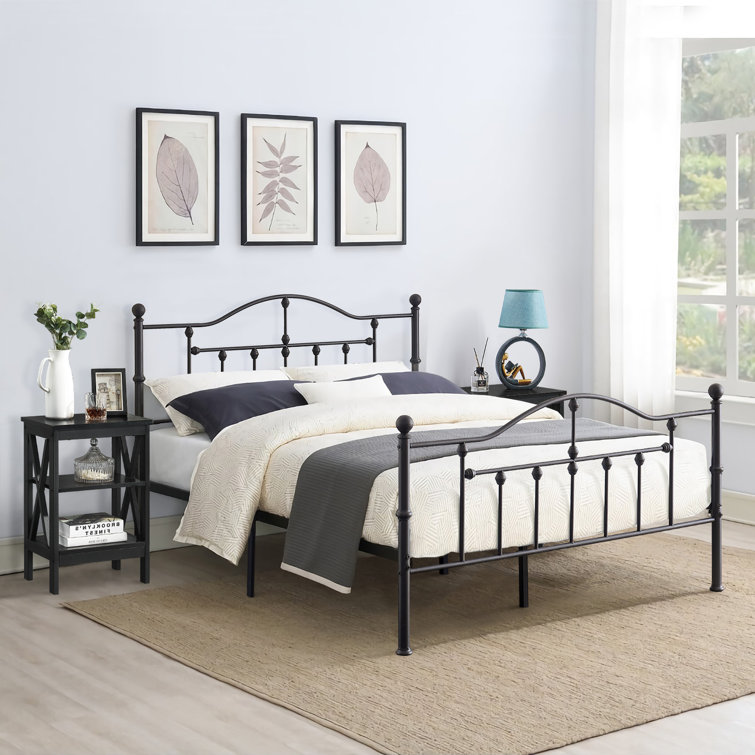 black mid century bed frame